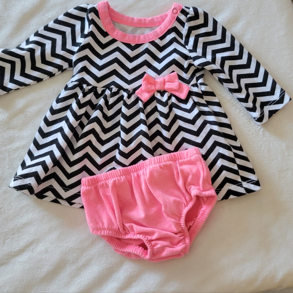 Healthtex pink and black dress, newborn